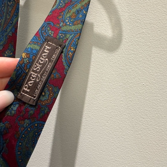 Paul Stuart Paisley Silk Tie - Red/Blue/Green Made in England Vintage - Picture 3 of 8